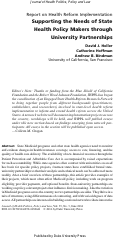 Cover page: Supporting the Needs of State Health Policy Makers Through University Partnerships