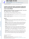 Cover page: Academic Surgical Oncologists’ Productivity Correlates with Gender, Grant Funding, and Institutional NCI Comprehensive Cancer Center Affiliation