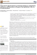 Cover page: Ultraviolet Light Treatment of Titanium Enhances Attachment, Adhesion, and Retention of Human Oral Epithelial Cells via Decarbonization.