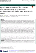 Cover page: Rapid characterization of the activities of lignin-modifying enzymes based on nanostructure-initiator mass spectrometry (NIMS)