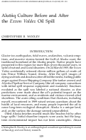 Cover page: Alutiiq Culture Before and After the Exxon Valdez Oil Spill