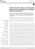 Cover page: Estimating Effect Sizes and Expected Replication Probabilities from GWAS Summary Statistics.