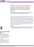 Cover page: Correction: Reversal of the Progression of Fatal Coronavirus Infection in Cats by a Broad-Spectrum Coronavirus Protease Inhibitor.