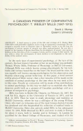 Cover page: A Canadian Pioneer of Comparative Psychology: T. Wesley Mills (1847-1915)