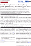 Cover page: Loss of Preexisting Immunological Memory Among Human Immunodeficiency Virus–Infected Women Despite Immune Reconstitution With Antiretroviral Therapy