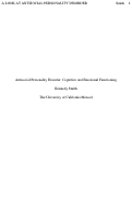 Cover page: Antisocial Personality Disorder: Cognitive and Emotional Functioning