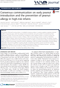 Cover page: Consensus communication on early peanut introduction and the prevention of peanut allergy in high-risk infants