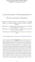 Cover page: Tactile Perception of Vellum Quantified by Friction and Surface Roughness