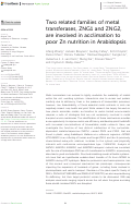 Cover page: Two related families of metal transferases, ZNG1 and ZNG2, are involved in acclimation to poor Zn nutrition in Arabidopsis