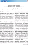 Cover page: Update in respiratory sleep disorders: Prologue to a modern review series