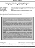 Cover page: Bystander Motivation in Bullying Incidents: To Intervene or Not to Intervene?