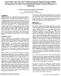 Cover page: How High Can You Go? Determining the Highest Supply Water Temperature for High Thermal Mass Radiant Cooling Systems in California
