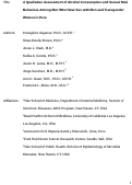 Cover page: A Qualitative Assessment of Alcohol Consumption and Sexual Risk Behaviors Among Men Who Have Sex With Men and Transgender Women in Peru