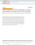 Cover page: Stable isotopes show that earthquakes enhance permeability and release water from mountains