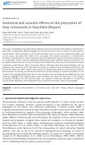 Cover page: Statistical and acoustic effects on the perception of stop consonants in Kaqchikel (Mayan)