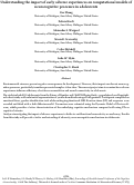 Cover page: Understanding the impact of early adverse experiences on computational models of neurocognitive processes in adolescents