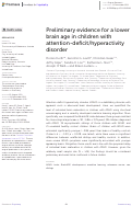 Cover page: Preliminary evidence for a lower brain age in children with attention-deficit/hyperactivity disorder.