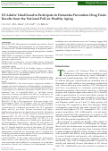 Cover page: US Adults' Likelihood to Participate in Dementia Prevention Drug Trials: Results from the National Poll on Healthy Aging
