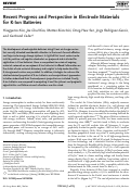 Cover page: Recent Progress and Perspective in Electrode Materials for K‐Ion Batteries