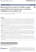 Cover page: Measuring the accuracy of cardiac output using POCUS: the introduction of artificial intelligence into routine care