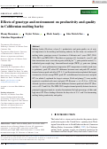 Cover page: Effects of genotype and environment on productivity and quality in Californian malting barley