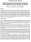 Cover page: Mobile Payment for Financial Inclusion: Investigation of a Pilot Project In Brazil