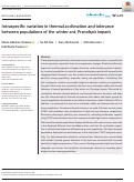 Cover page: Intraspecific variation in thermal acclimation and tolerance between populations of the winter ant, Prenolepis imparis