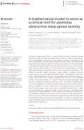 Cover page: A mathematical model to serve as a clinical tool for assessing obstructive sleep apnea severity.