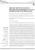 Cover page: Editorial: Selective Controls on Microbial Energy Metabolisms: From the Microscale to the Macroscale