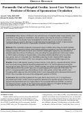 Cover page: Paramedic Out-of-hospital Cardiac Arrest Case Volume Is a Predictor of Return of Spontaneous Circulation