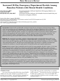 Cover page: Increased 30-Day Emergency Department Revisits Among Homeless Patients with Mental Health Conditions