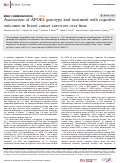 Cover page: Association of APOE4 genotype and treatment with cognitive outcomes in breast cancer survivors over time