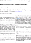 Cover page: Patient perception of delays in the dermatology clinic