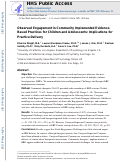 Cover page: Observed Engagement in Community Implemented Evidence-Based Practices for Children and Adolescents: Implications for Practice Delivery