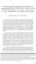 Cover page: Theorizing Intergenerational Justice in International Law: The Case of the Treaty on the Prohibition of Nuclear Weapons