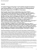 Cover page: A Central Support System Can Facilitate Implementation and Sustainability of a Classroom-Based Undergraduate Research Experience (CURE) in Genomics