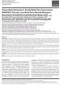 Cover page: Theoretical Schemas to Guide Back Pain Consortium (BACPAC) Chronic Low Back Pain Clinical Research