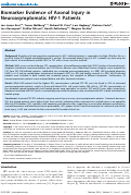 Cover page: Biomarker Evidence of Axonal Injury in Neuroasymptomatic HIV-1 Patients