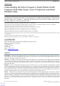 Cover page: Understanding the Role of Support in Digital Mental Health Programs With Older Adults: Users’ Perspective and Mixed Methods Study