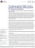 Cover page: The splicing regulator PTBP2 controls a program of embryonic splicing required for neuronal maturation