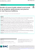 Cover page: Burden of unmet health-related social needs in an academic adult primary care practice in San Francisco California