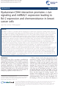 Cover page: Hyaluronan-CD44 interaction promotes c-Jun signaling and miRNA21 expression leading to Bcl-2 expression and chemoresistance in breast cancer cells.