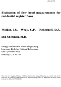 Cover page: Evaluation of flow hood measurements for residential register 
flows