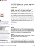 Cover page: Differential asthma odds following respiratory infection in children from three minority populations