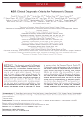 Cover page: MDS clinical diagnostic criteria for Parkinson's disease