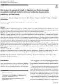 Cover page: Risk factors for extended length of stay and non-home discharge in adults treated with multi-level fusion for lumbar degenerative pathology and deformity