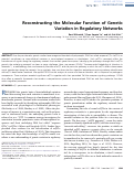 Cover page: Reconstructing the Molecular Function of Genetic Variation in Regulatory Networks