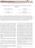 Cover page: Perceived Bonding by Parents Living With HIV and Their Adolescent Children