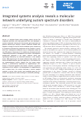 Cover page: Integrated systems analysis reveals a molecular network underlying autism spectrum disorders