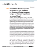 Cover page: Genome-scale phylogenetic analyses confirm Olpidium as the closest living zoosporic fungus to the non-flagellated, terrestrial fungi